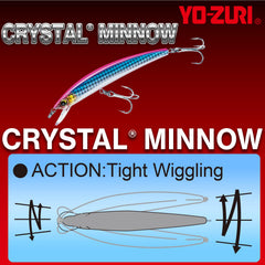 Yo-Zuri Crystal Minnow prism finish creates brilliant reflections to attract game fish.