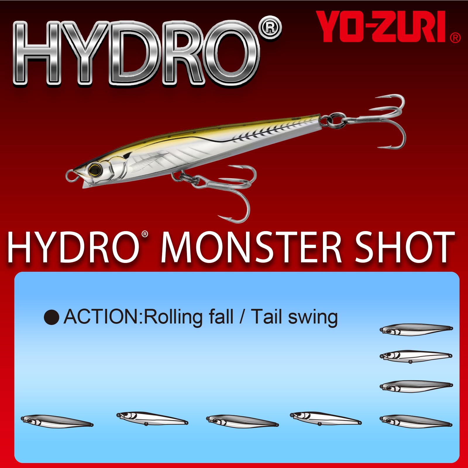 Yo-Zuri Hydro Monster Shot Sardine 80mm wobble action showing baitfish mimicry
