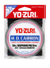 Yo-Zuri pink fluorocarbon leader 30-yard spool, near-invisible saltwater line with strong knots.