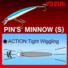 Yo-Zuri Pins Minnow in-water action attracts strikes in shallow water.