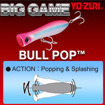 Yo-Zuri Bull Pop with 3x treble hooks for solid hookups