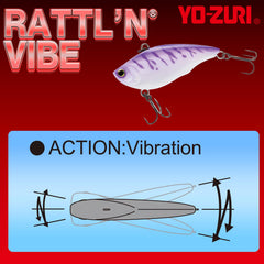 Yo-Zuri R1159-GT Rattl'N Vibe lure action shot, sinking at about one foot per second