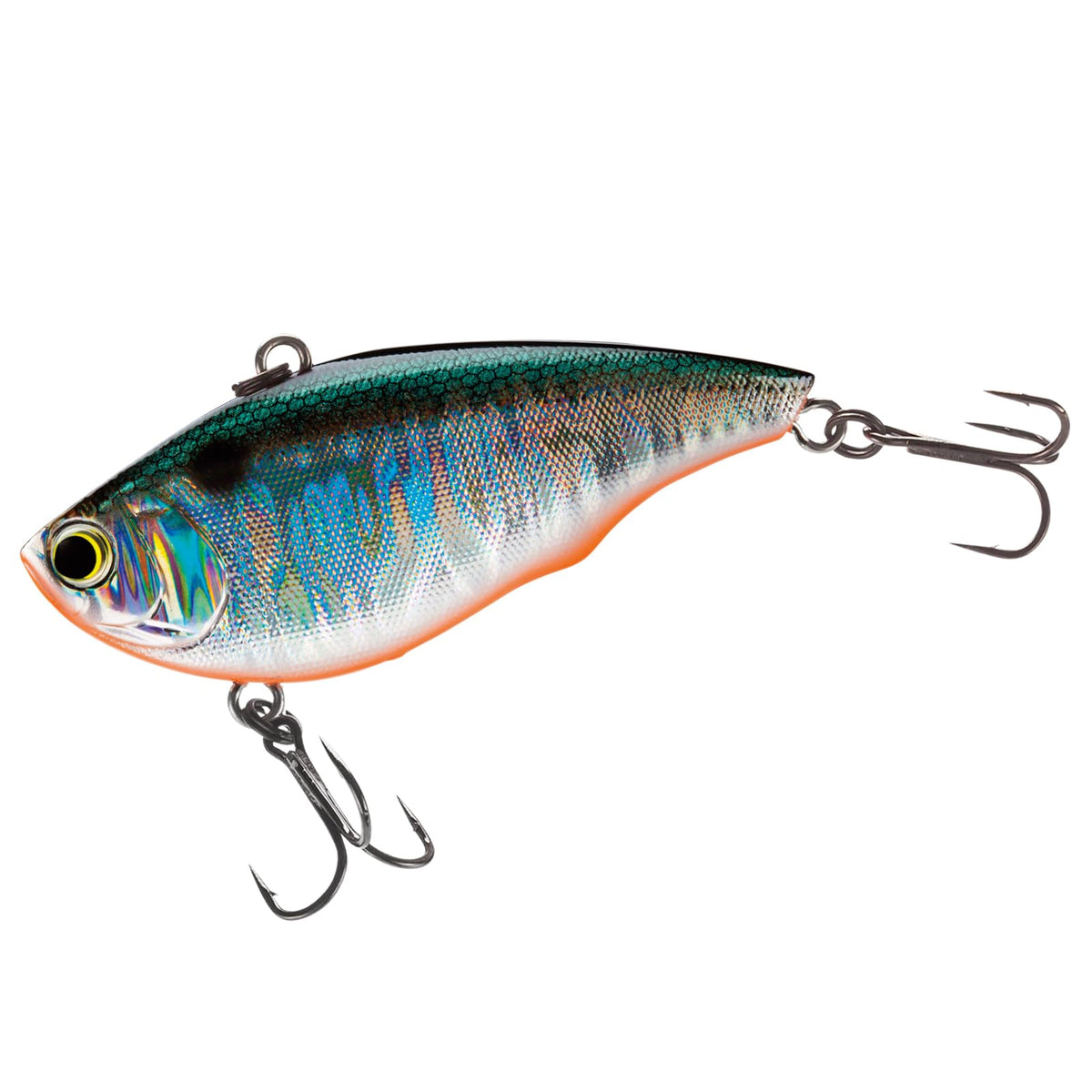 Yo-Zuri R1159-GT Rattl'N Vibe lure side view, green-silver finish, loud rattle boosts casts