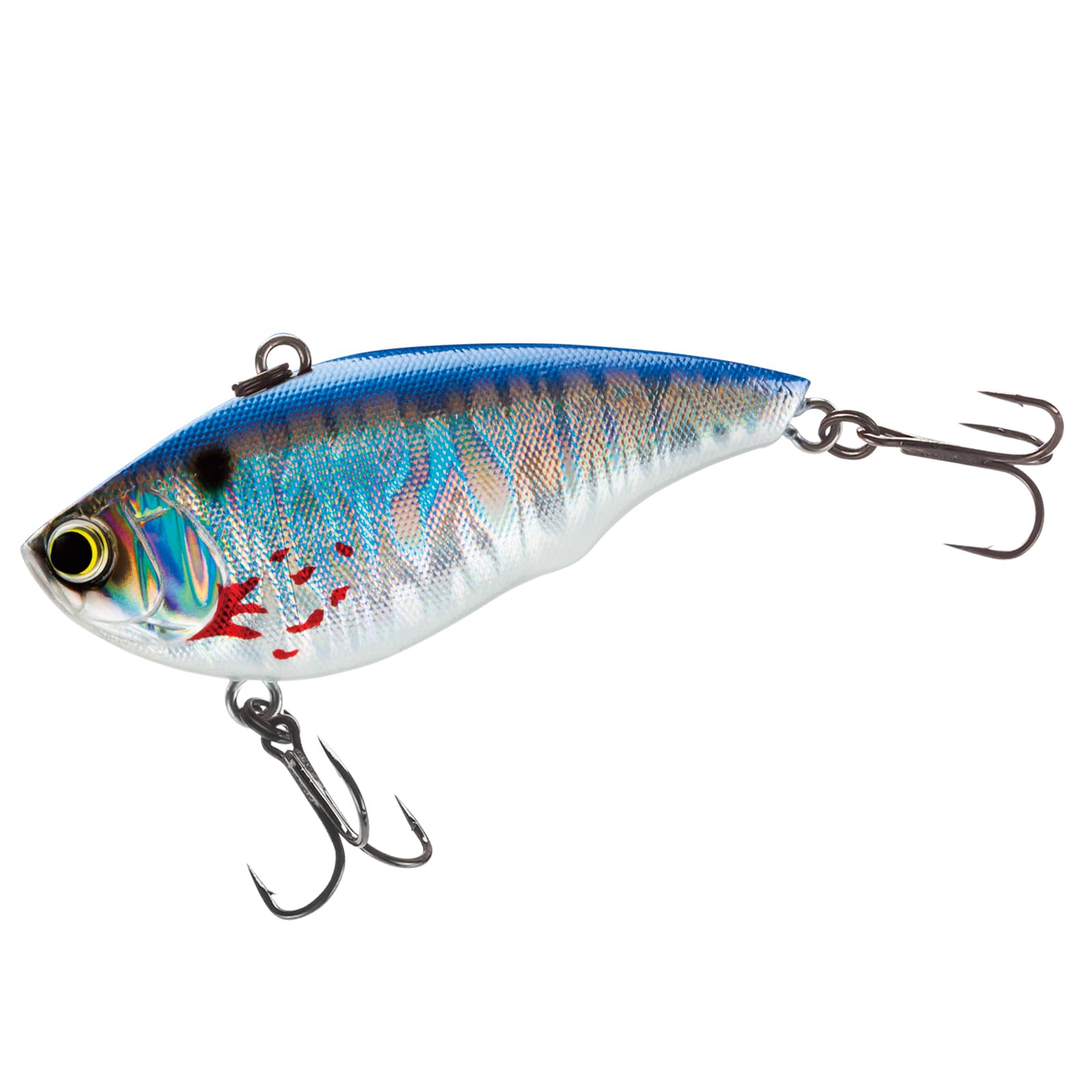 Yo-Zuri Rattl'N Vibe lure with metallic bleeding shad finish for long casts and loud rattling.