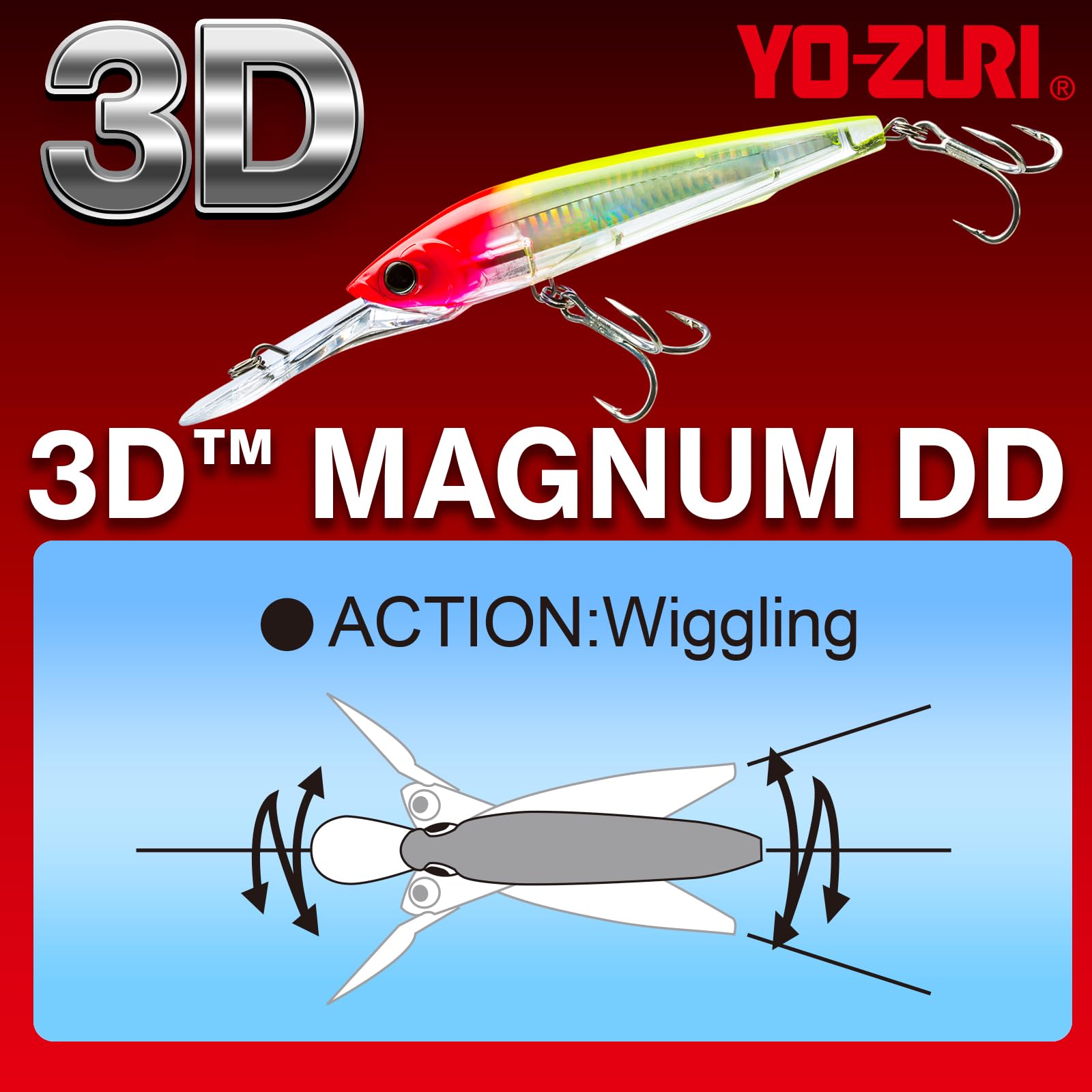 Yo-Zuri R1165-CPPO 3D Magnum Deep Diver treble hooks ready for strong strikes