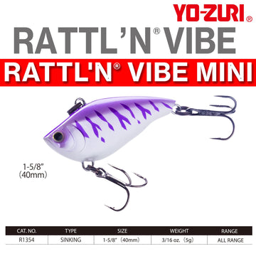 Yo-Zuri RattlN Vibe Mini 40mm blue chrome dive action ideal for vertical jigging and ice fishing.