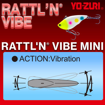 Yo-Zuri RattlN Vibe Mini 40mm blue chrome ice fishing angle with rapid sinking and rattling.