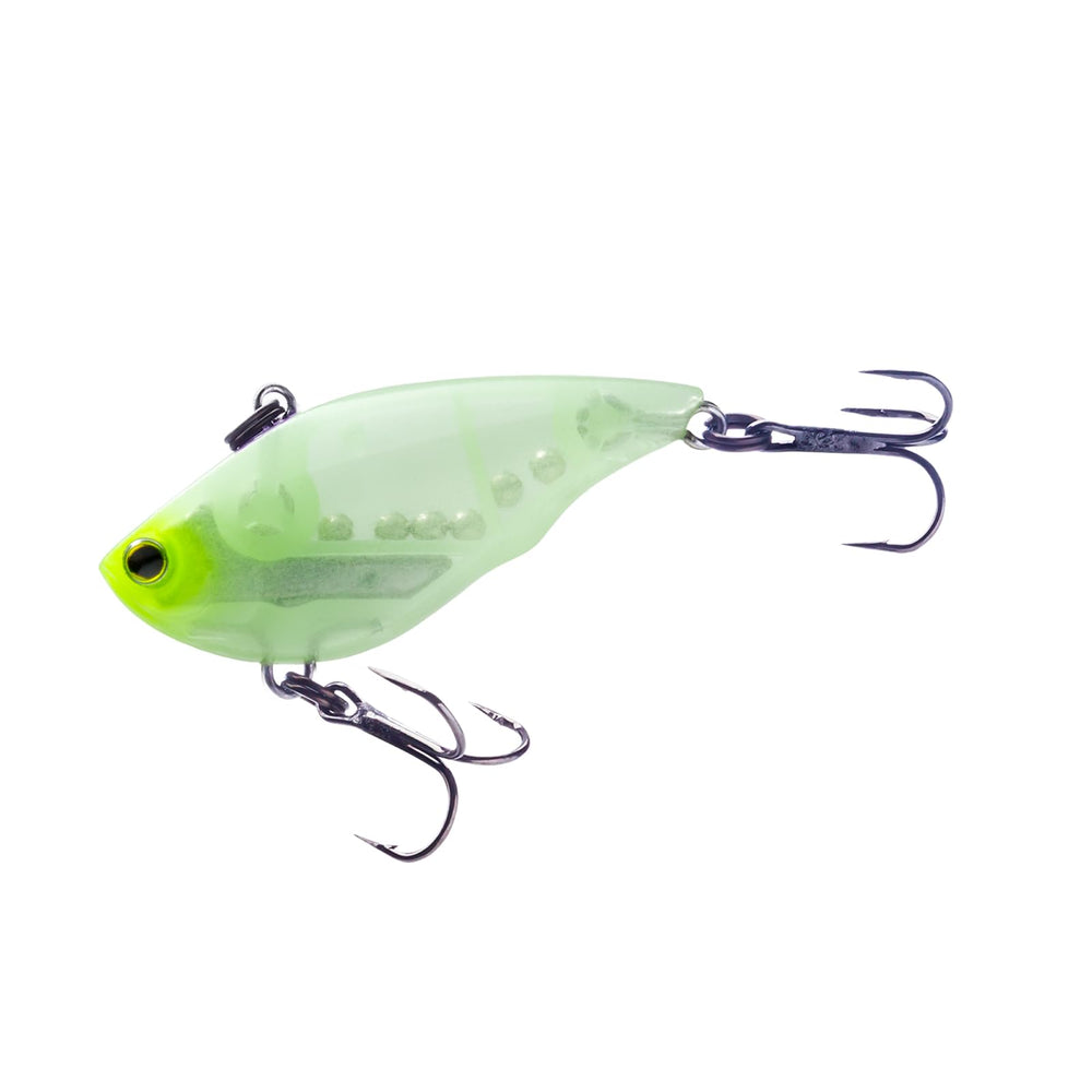 Yo-Zuri RattlN Vibe Mini 40mm lure with luminescent finish showing sinking, rattling action for panfish.