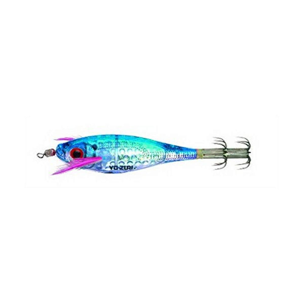 Yo-Zuri squid jig Ultra Lens sinking lure in blue with holographic flash to attract squid.