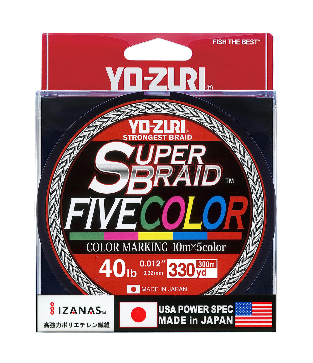 Yo-Zuri Super Braid 5 Color Pattern on 330 yd spool enables precise jigging with metered color changes