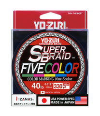 Yo-Zuri Super Braid 5 Color Pattern on 330 yd spool enables precise jigging with metered color changes