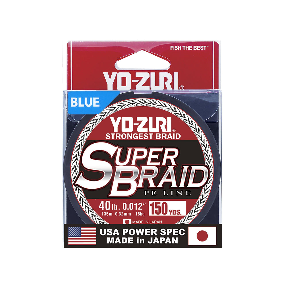 Yo-Zuri SuperBraid blue spool shown for clear-water visibility and casting precision