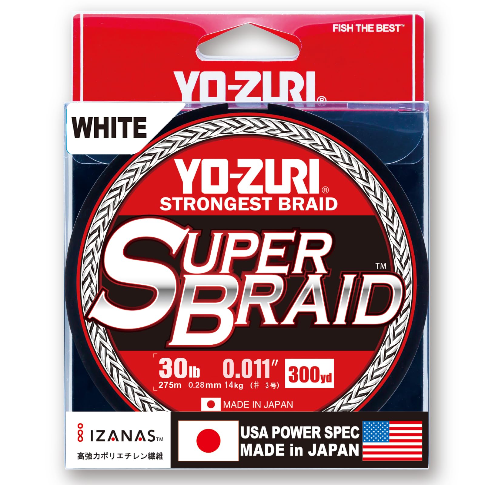 Yo-Zuri SuperBraid White 30Lb 300Yd spool on reel, smooth casting for finesse spinning