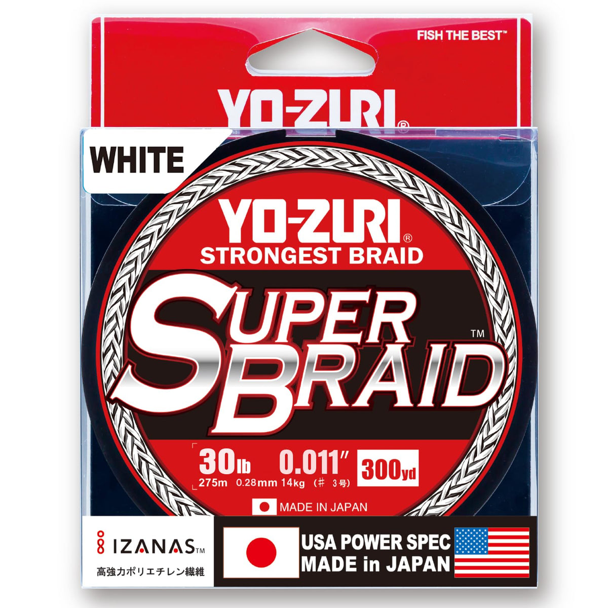 Yo-Zuri SuperBraid White 30Lb 300Yd spool on reel, smooth casting for finesse spinning
