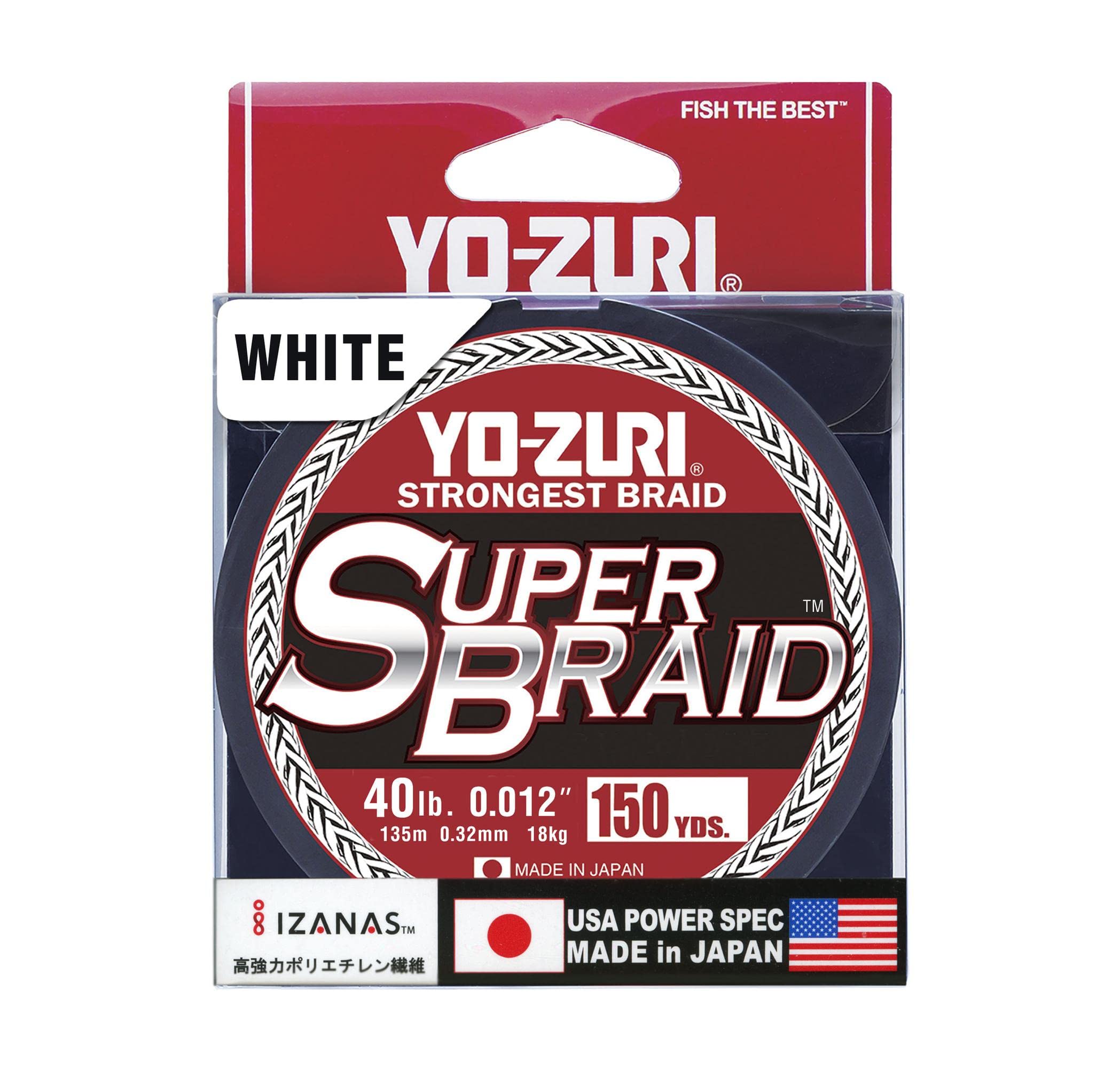 Close-up of Yo-Zuri SuperBraid White on a spool for finesse fishing visibility