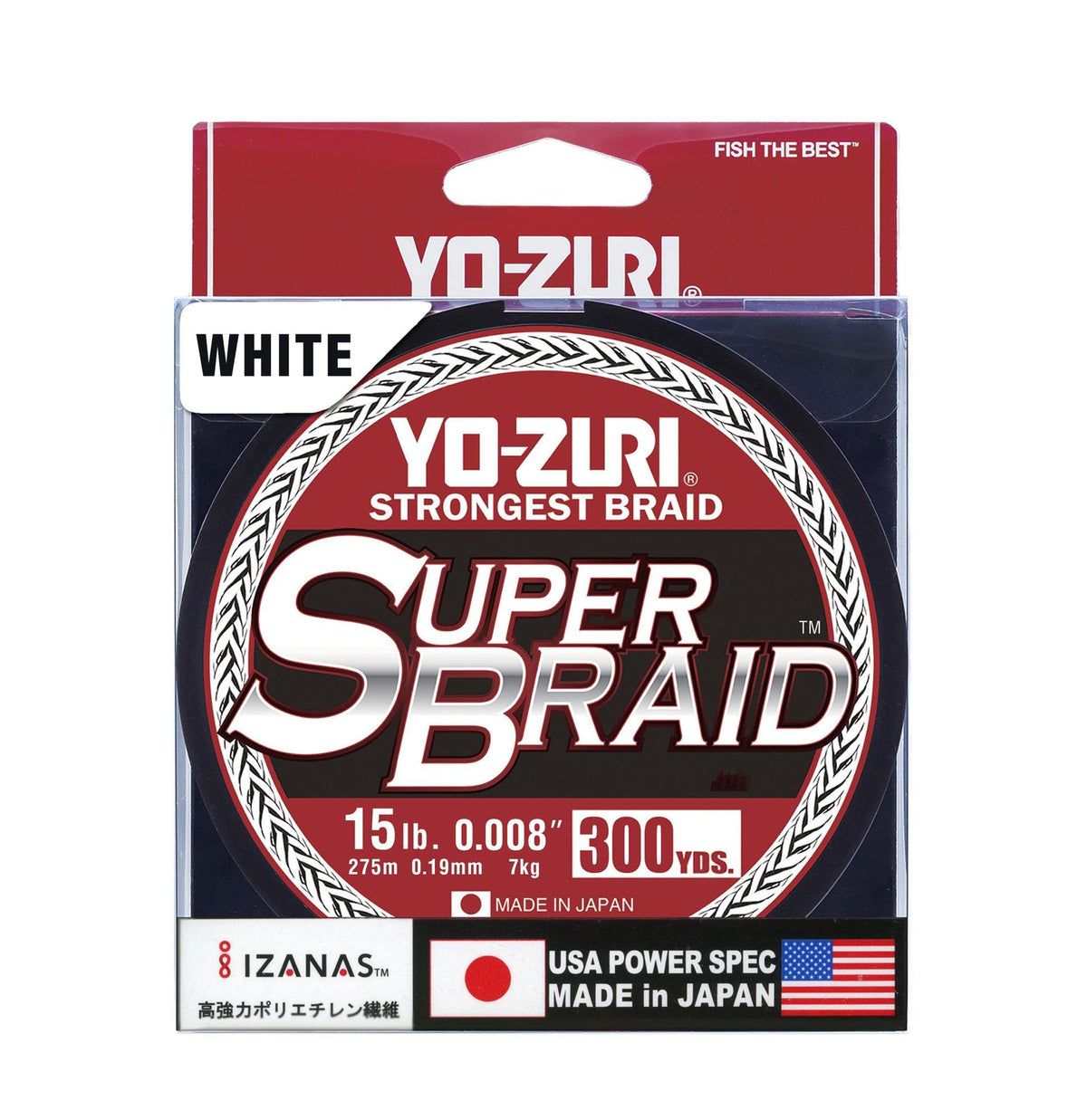 Yo-Zuri SuperBraid White spool close-up showing smooth line and abrasion resistance