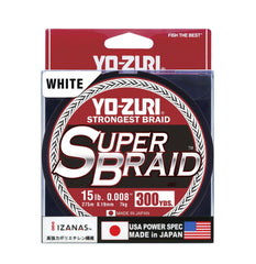 Yo-Zuri SuperBraid White spool close-up showing smooth line and abrasion resistance