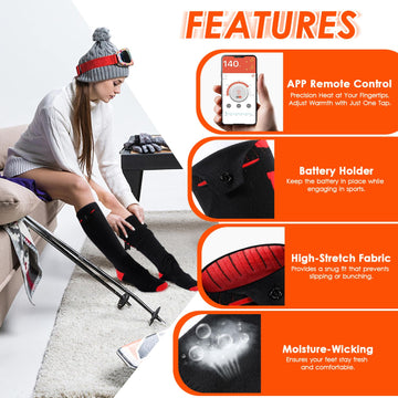 Yoassi one-size-fits-all heated socks with stretchable yarn for secure wear on winter hikes.