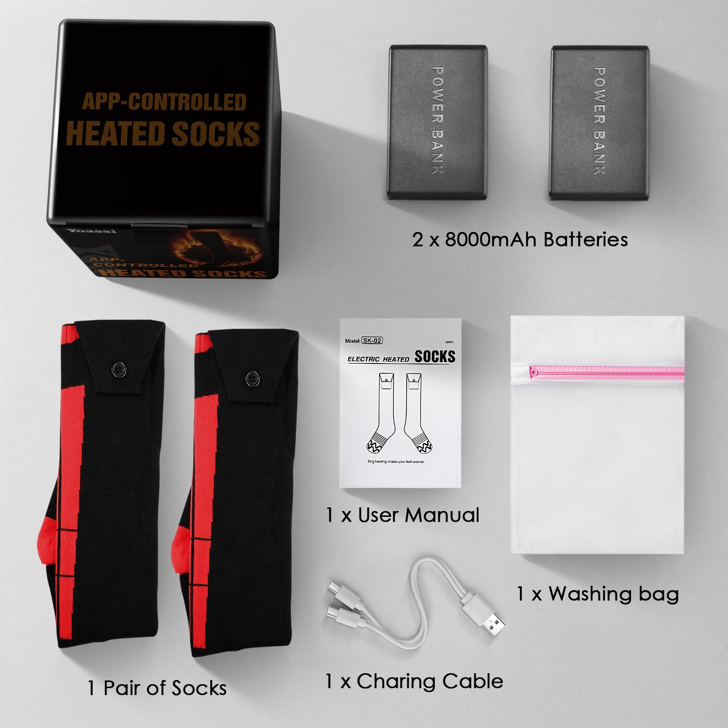 Yoassi heated socks with Type-C fast charging for quick power-ups on the trail.