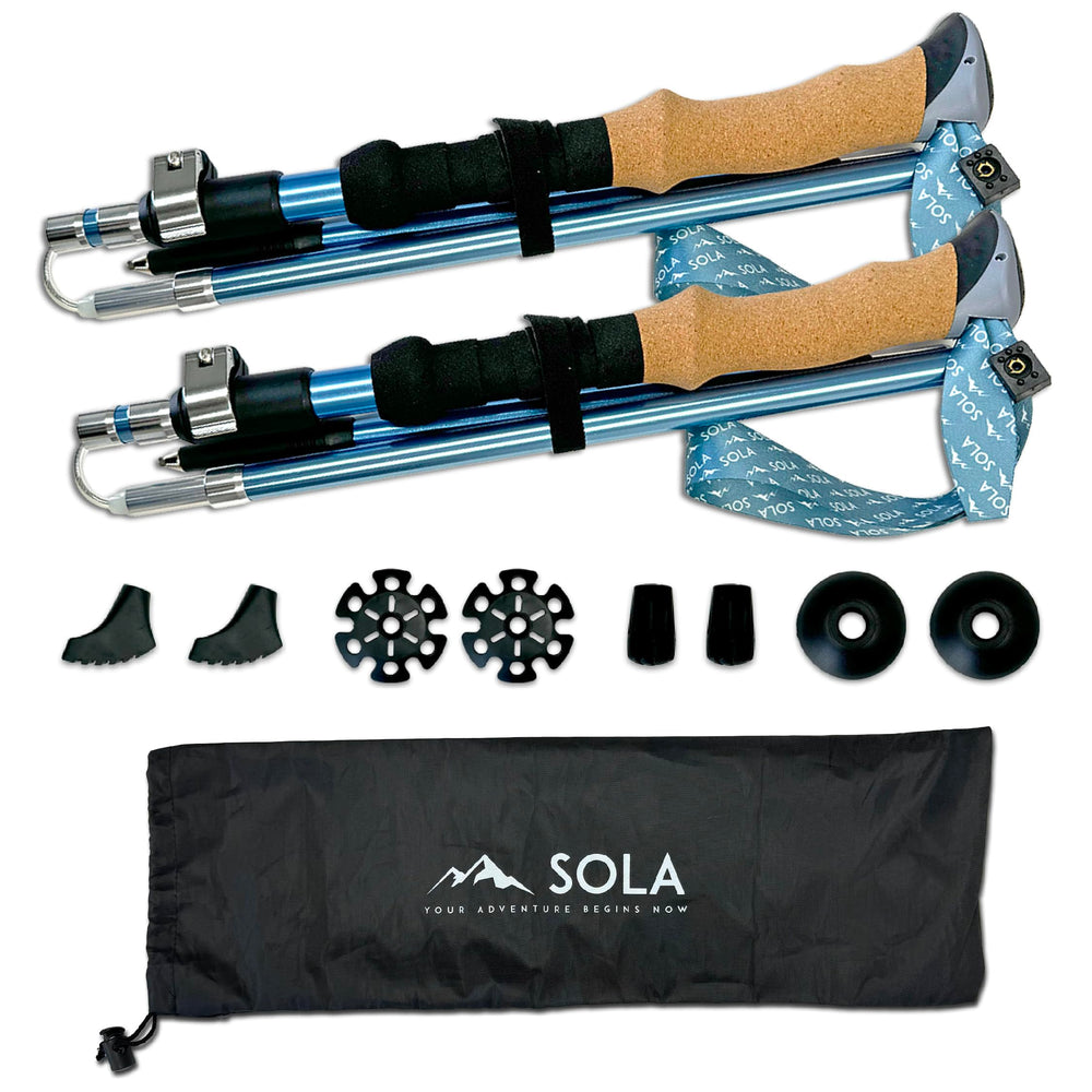 Yocaher SOLA trekking poles full kit ready for hiking and Nordic walking