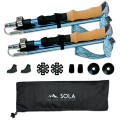 Yocaher SOLA trekking poles full kit ready for hiking and Nordic walking