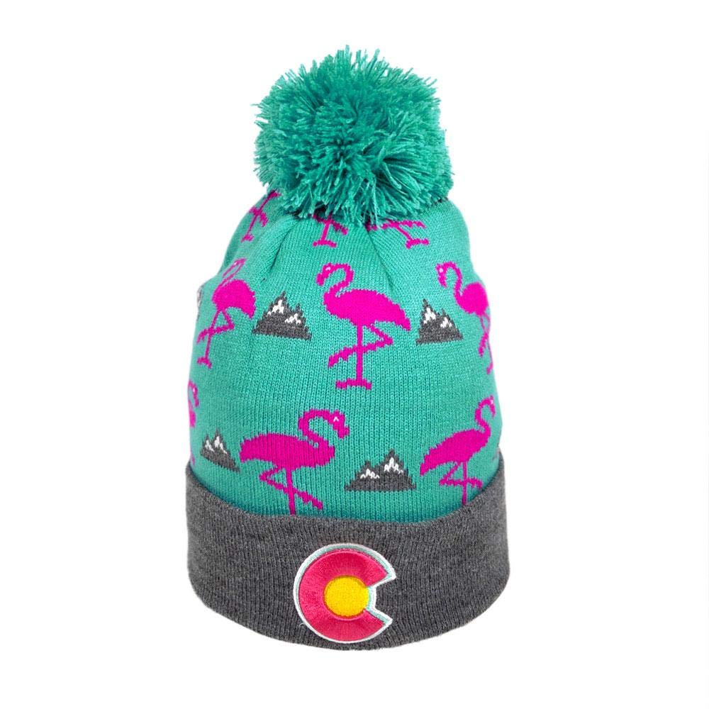YoColorado Flamingo Colorado Pom Pom Beanie offers warmth and style for cold outdoor adventures
