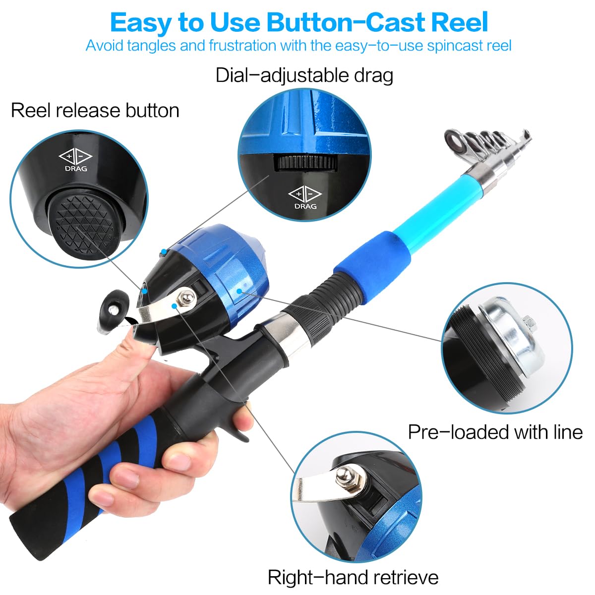 Yoilreyl beginners fishing kit includes tackle for quick setup and practice.