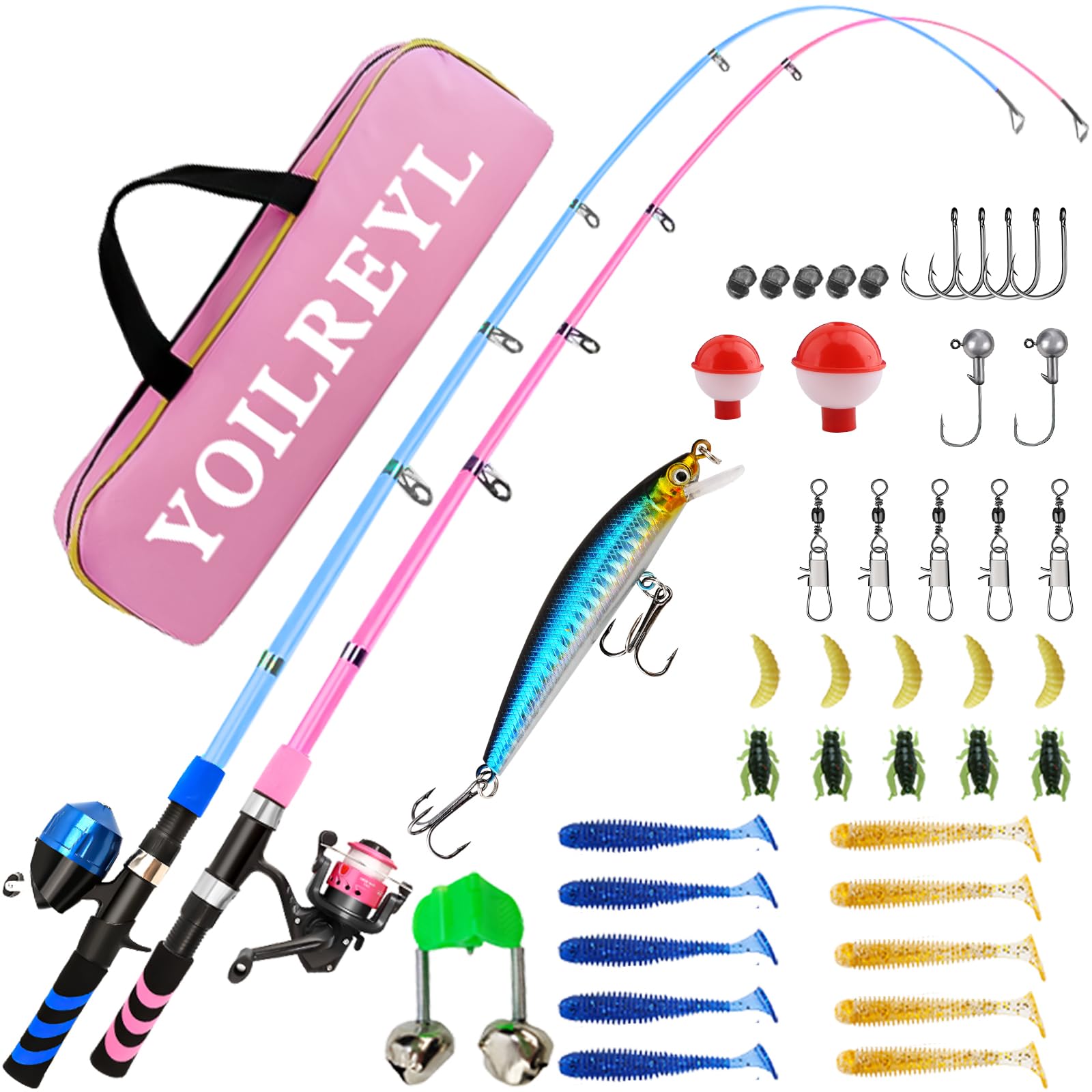 Yoilreyl kids fishing rod with collapsible design for easy travel.
