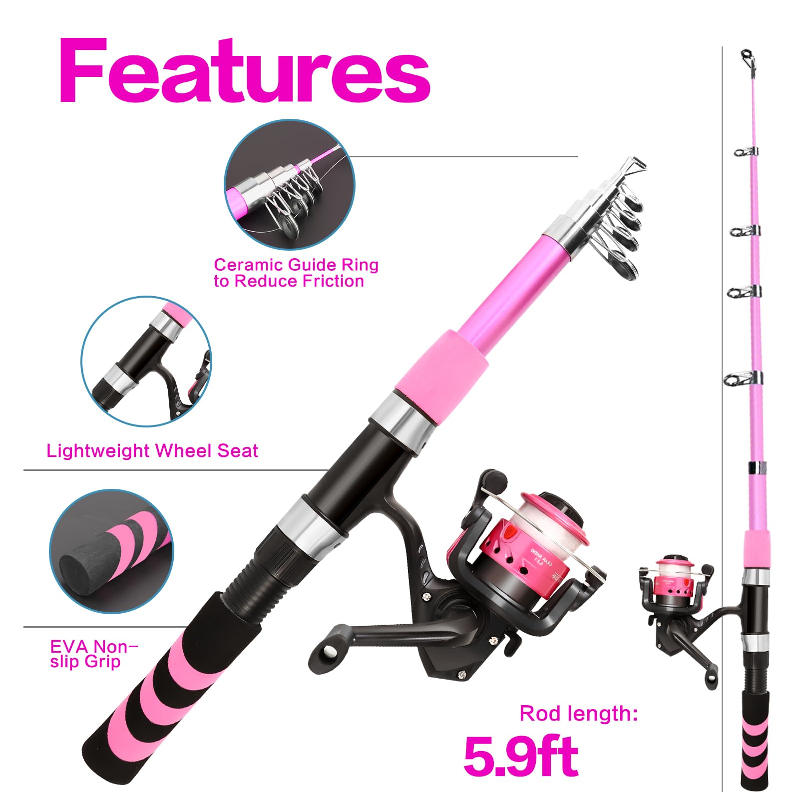 Yoilreyl lightweight fiberglass rod and reel combo suits everyday casting on hikes.