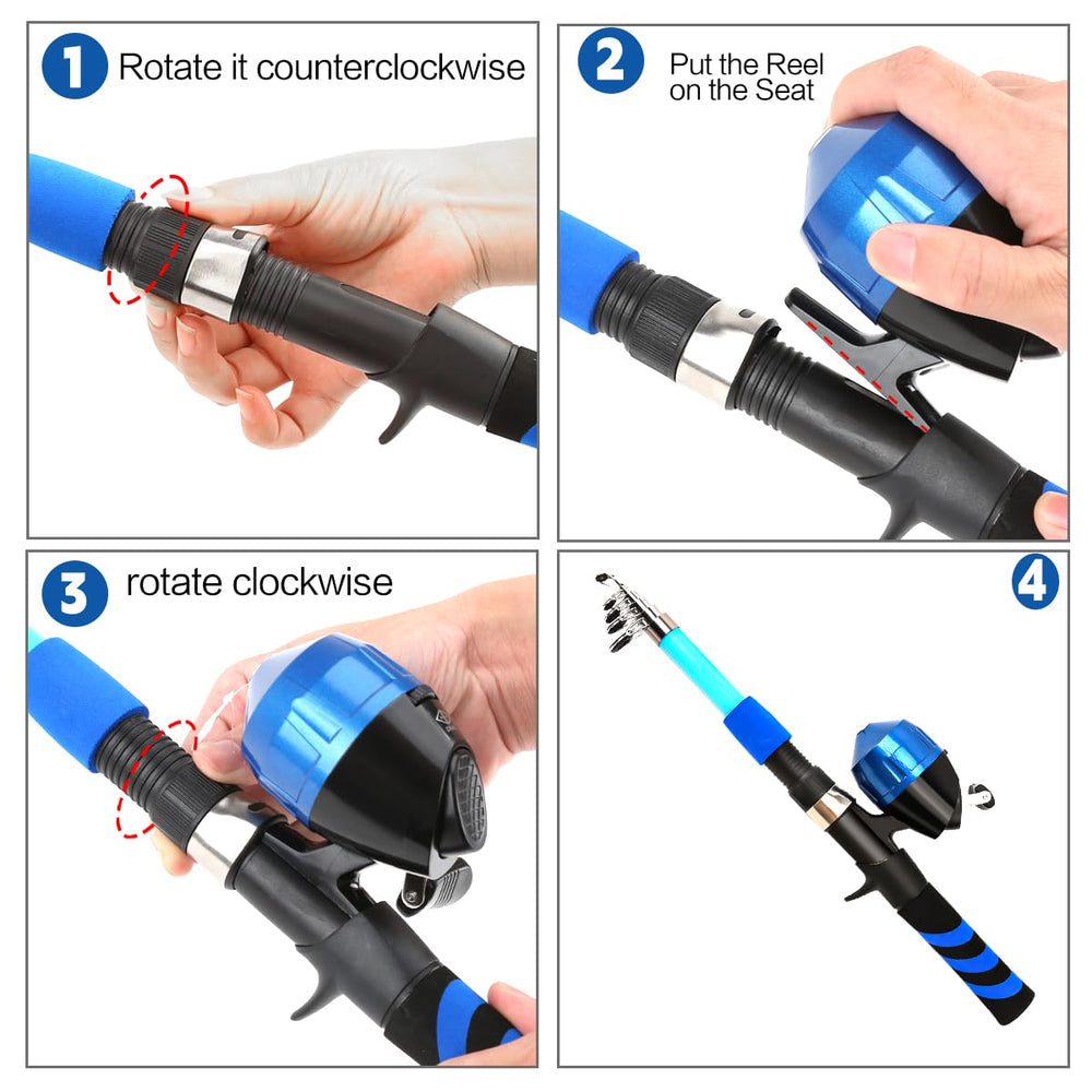Yoilreyl push-button reel enables smooth, simple casts for young anglers.