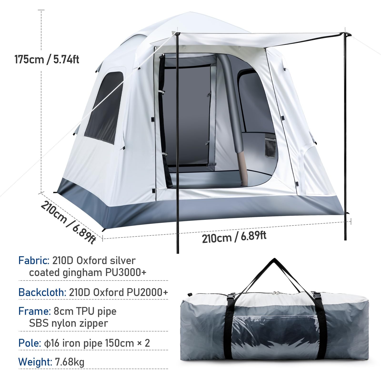 Yoking automatic inflatable tent waterproof Oxford fabric delivers rain protection with UV comfort.