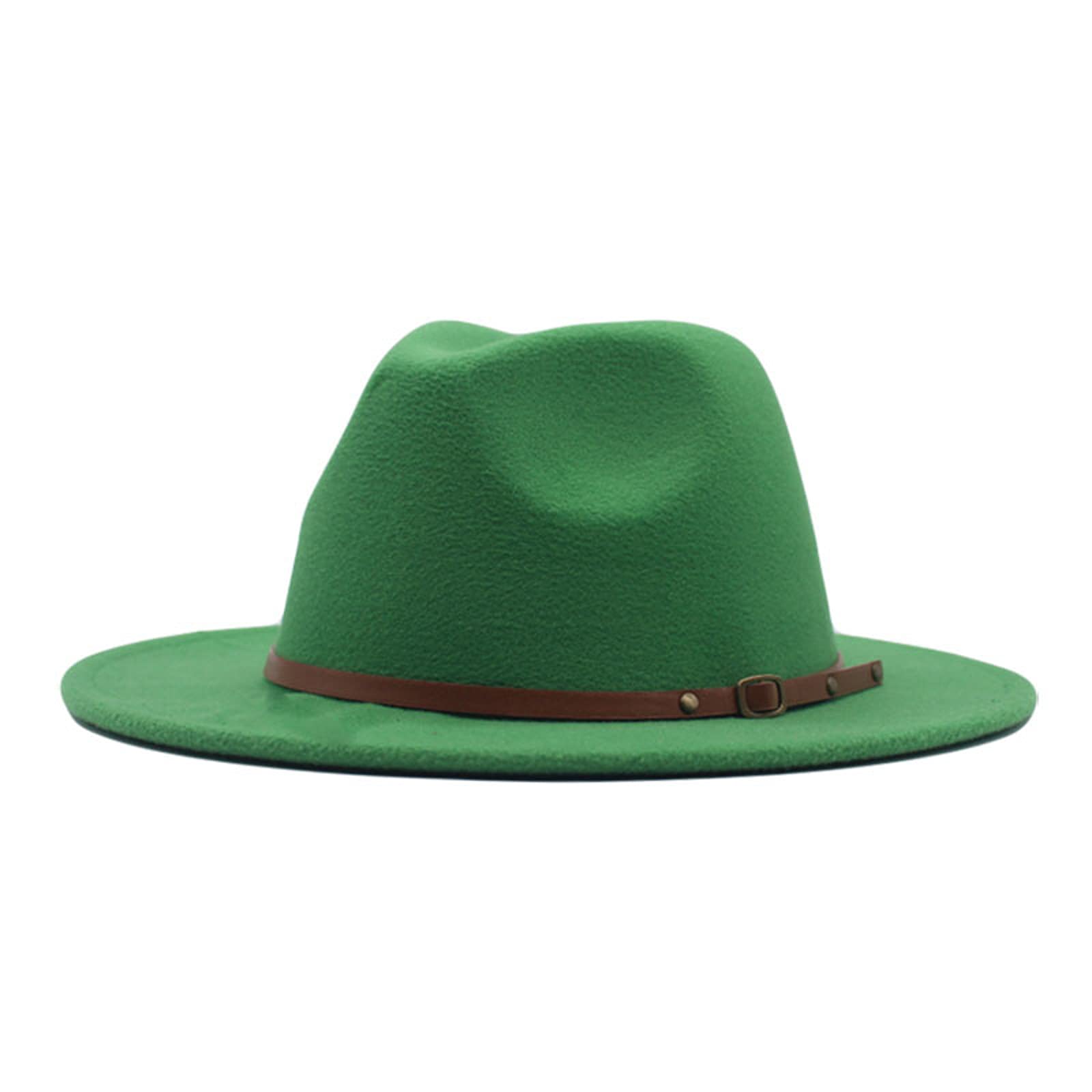 YOLAI big brim Panama fedora in green, front view for sun protection and style