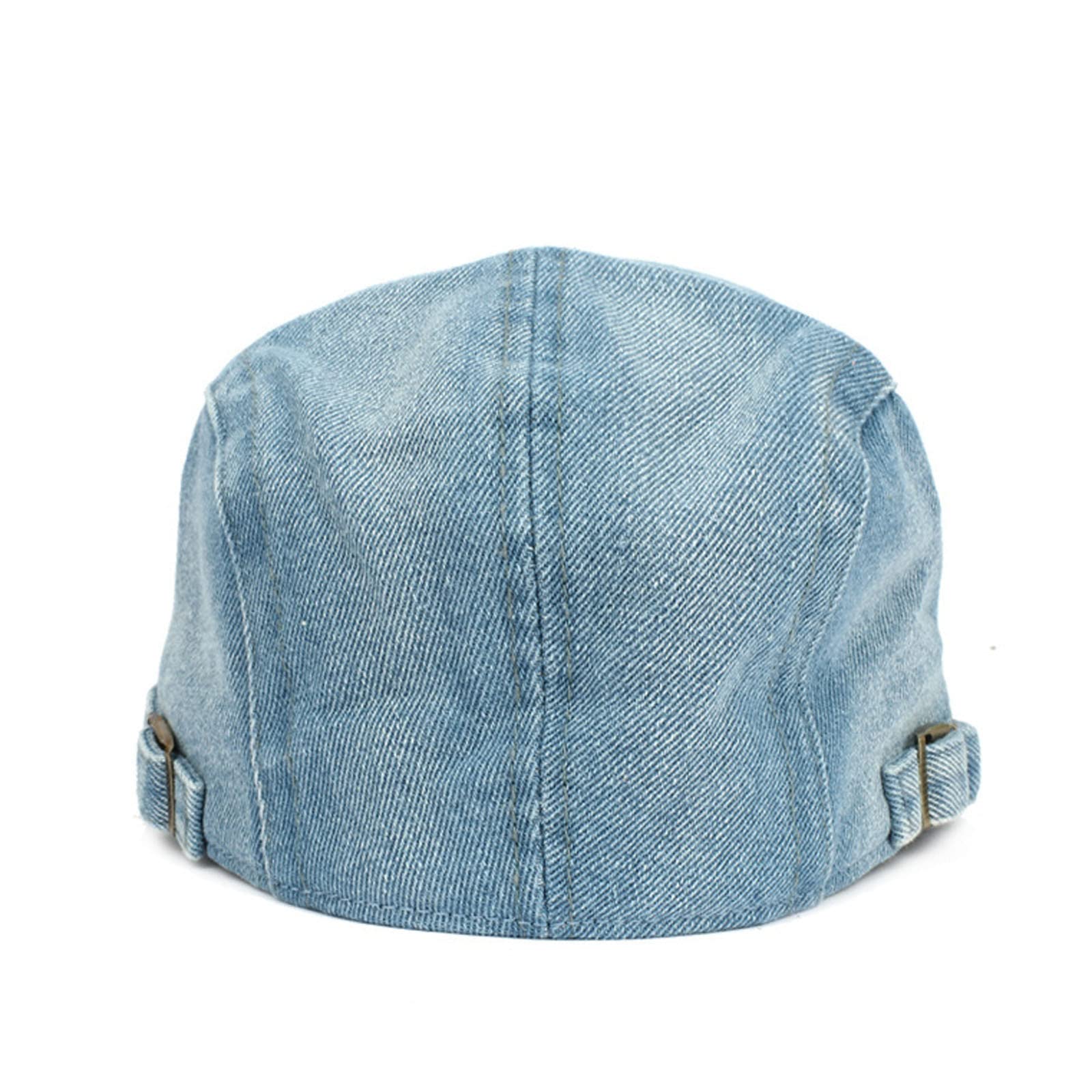 YOLAI blue cabbie driving hat back view highlights vintage silhouette