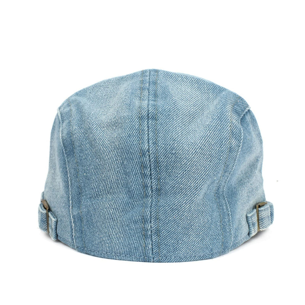 YOLAI blue cabbie driving hat back view highlights vintage silhouette
