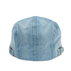 YOLAI blue cabbie driving hat back view highlights vintage silhouette