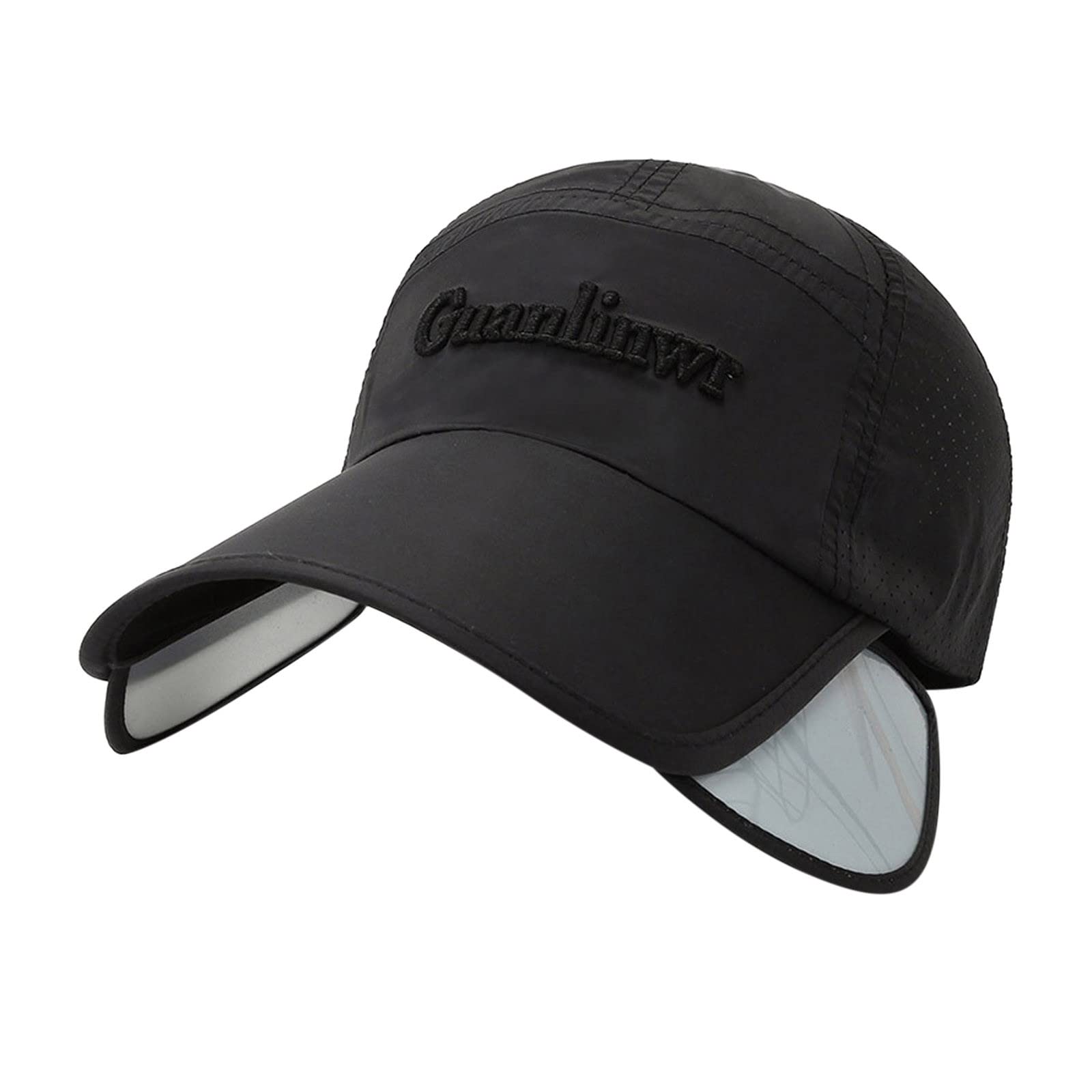 YOLAI wide-brim black baseball cap with quick-dry fabric for outdoor comfort.