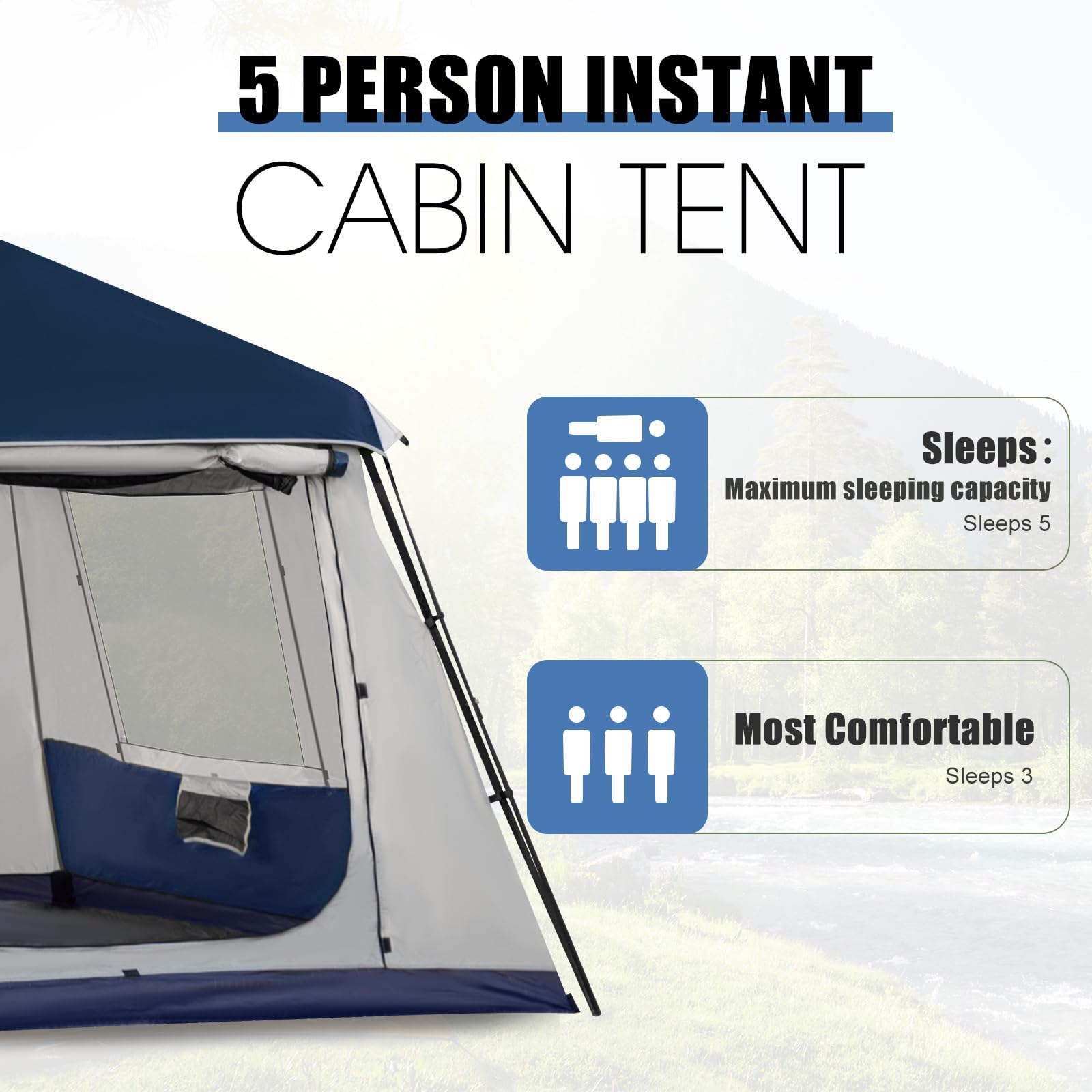 YOLENY tent interior shows a spacious 10 by 9 feet area.