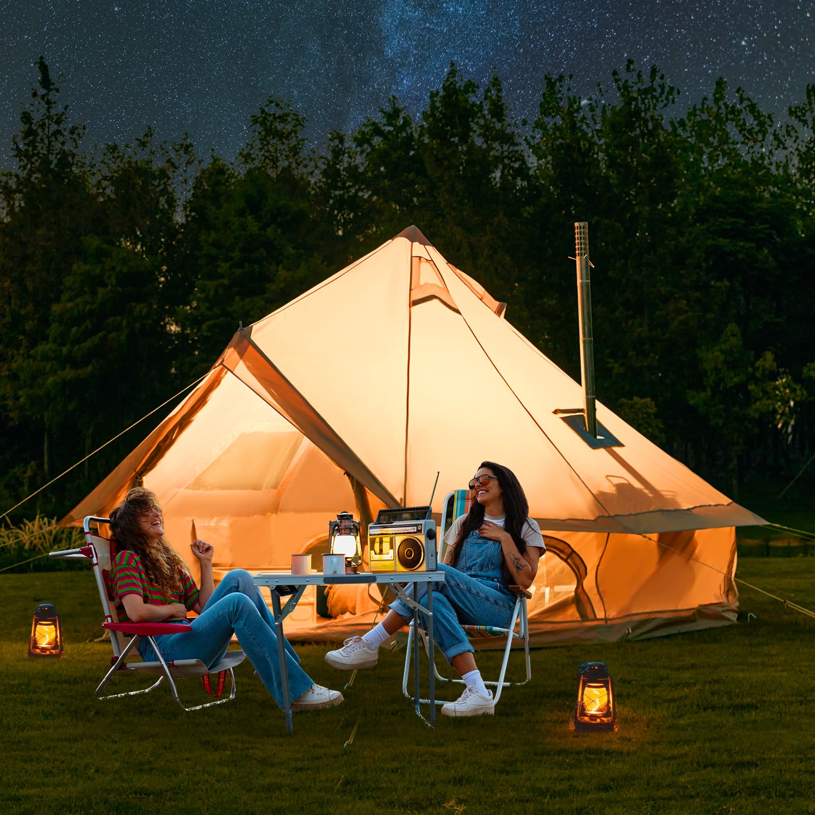 YOLENY family-friendly camping tent in glamping-ready design.
