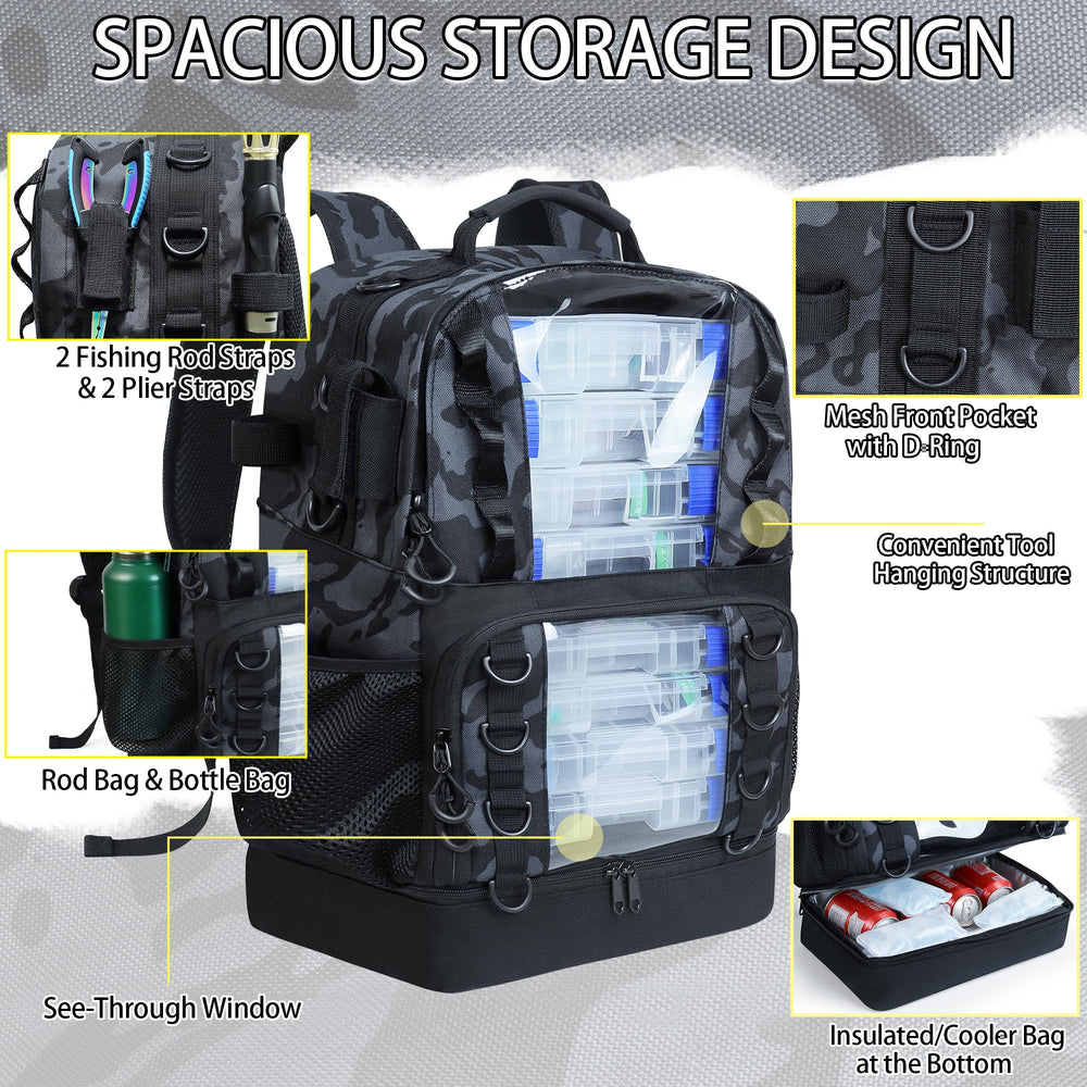 YOLIBON camouflage fishing backpack 45 liter capacity