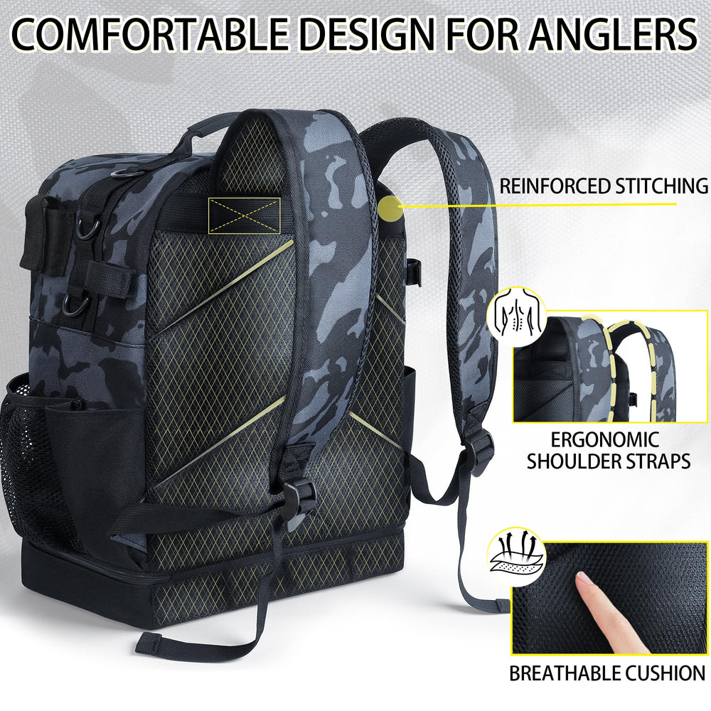 YOLIBON camouflage fishing backpack bottom waterproof material