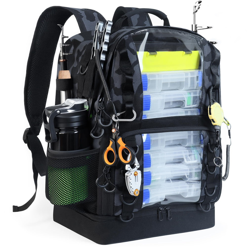 YOLIBON camouflage fishing backpack with cooler - front view