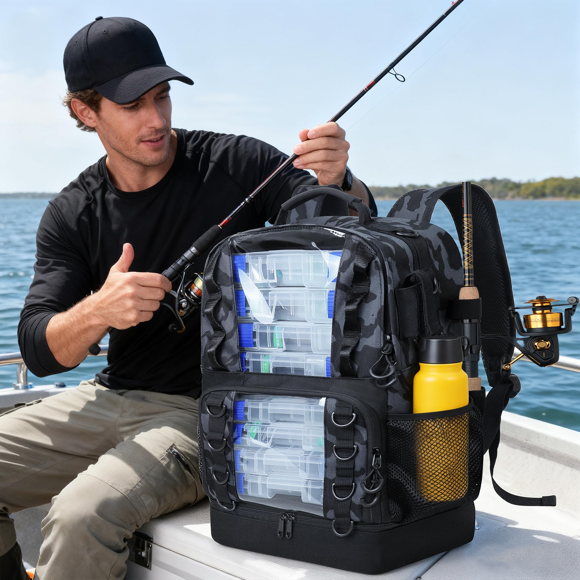 YOLIBON camouflage fishing backpack with rod holders