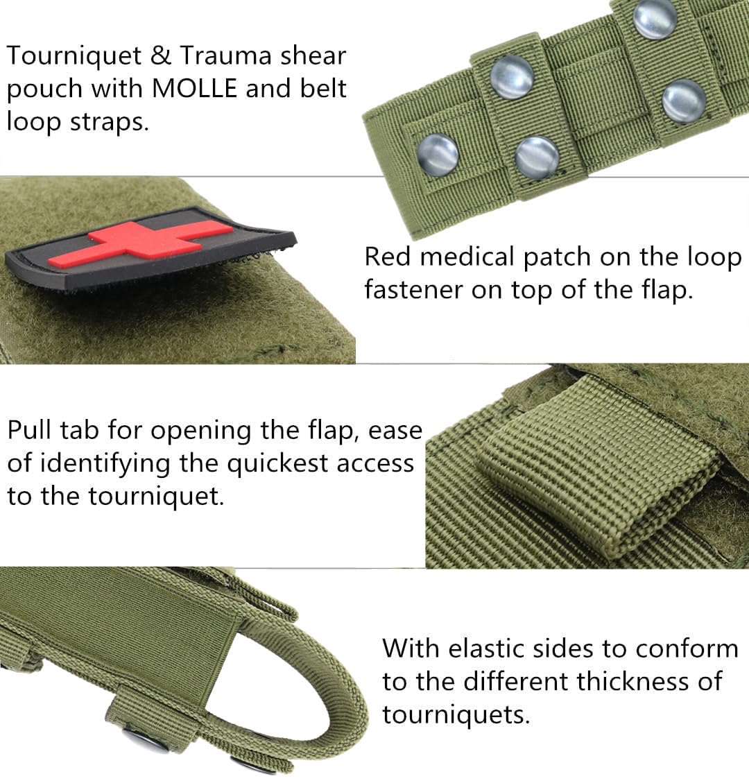 YONCONO tourniquet pouch side close-up emphasizes compact size and fit.