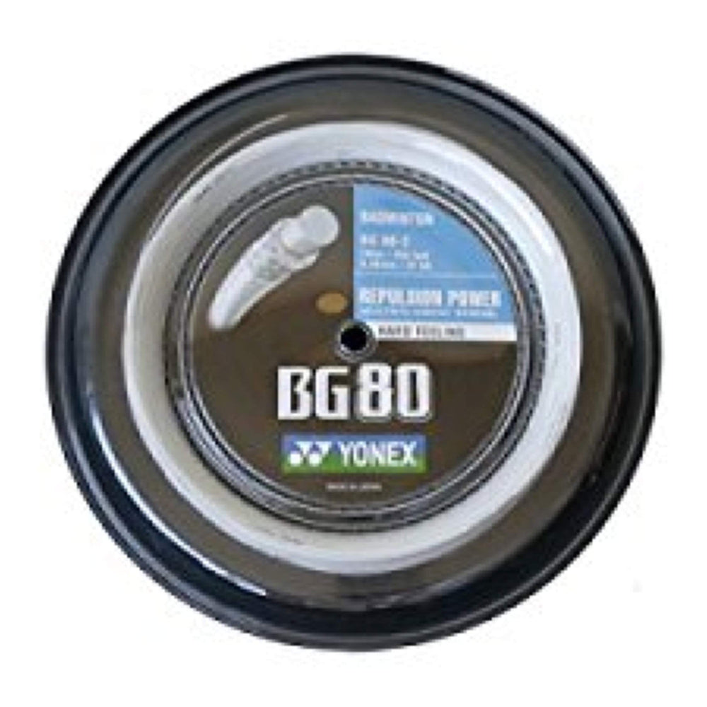 Yonex BG-80 setup in action illustrates tension control during play.