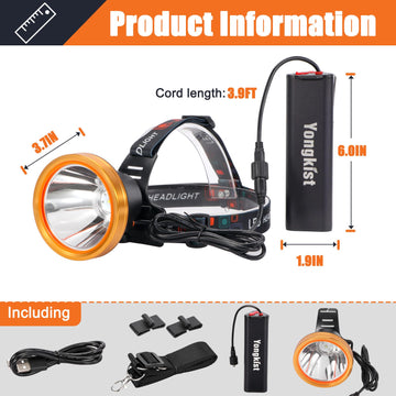 Yongkist headlamp adjustable strap offers comfortable fit during extended use.