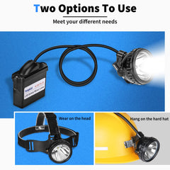 Yongkist headlamp worn with hard hat for hands-free inspection