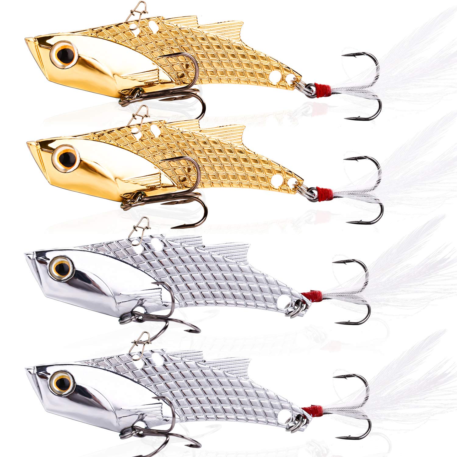 YONGZHI metal VIB spinner blade lure in silver and gold – front view