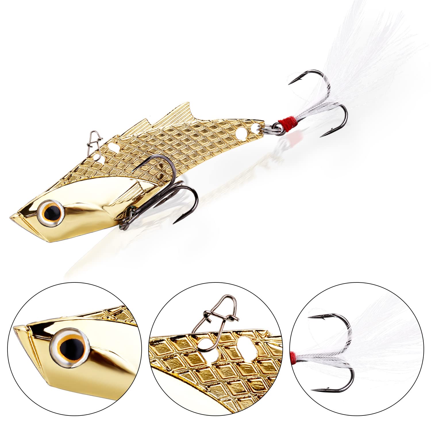 Close-up of feather accents on YONGZHI spinner blade lure