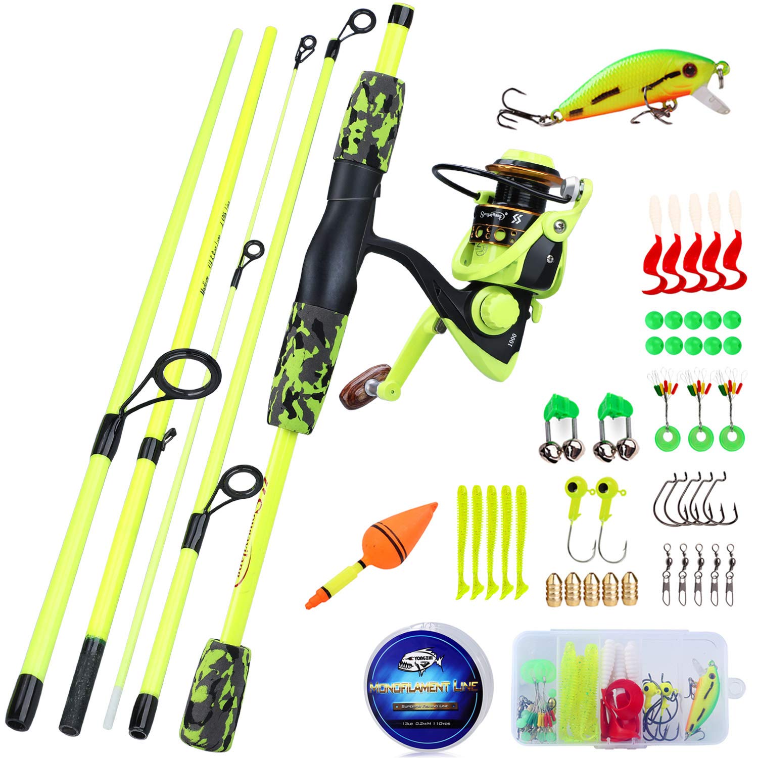 YONGZHI spinning rod 5piece compact for travel and quick setup