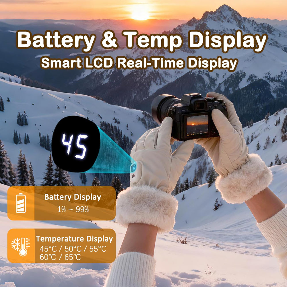 Yoostooper heated gloves with display show temperature and power at a glance.